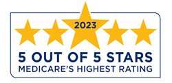 Medicare 5-out-of-5 stars rating logo for Medicare's highest rating